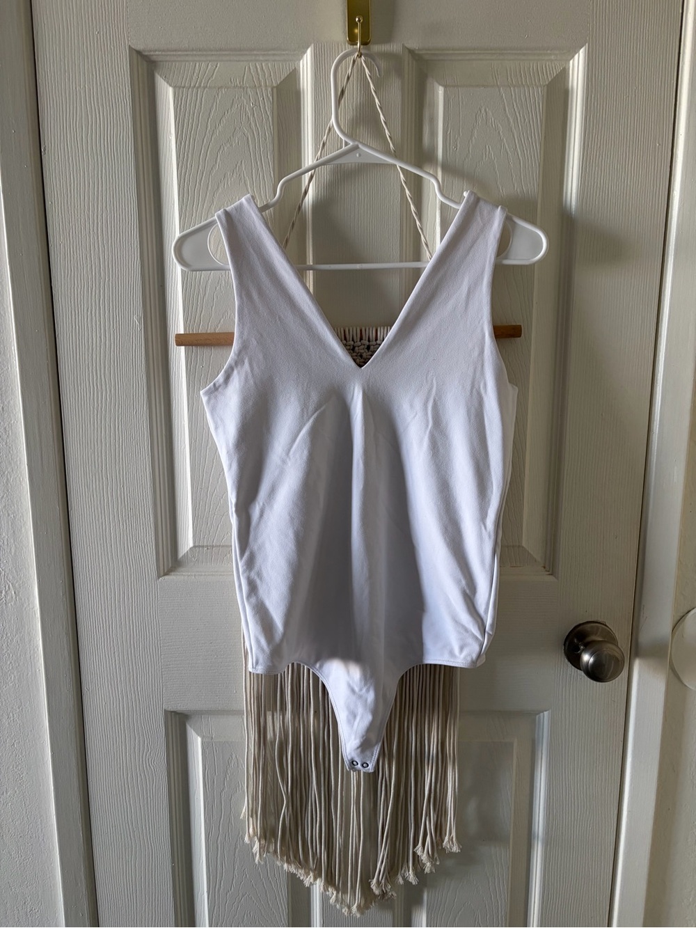 Abercrombie & Fitch White V-Neck Bodysuit